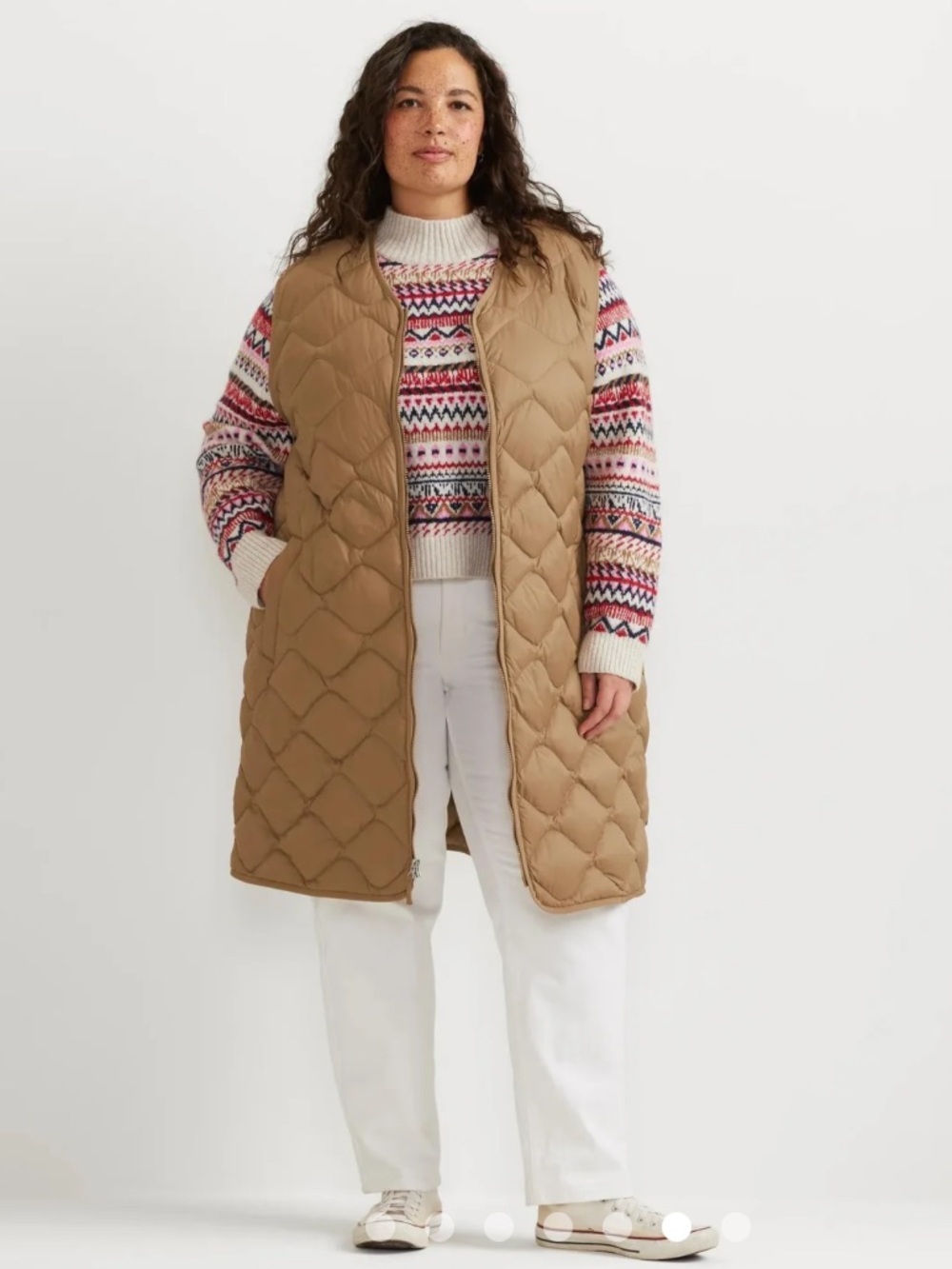 NWT Eddie Bauer Women's Plus Shaw Down Long Vest 650 Fill Camel Size 3X